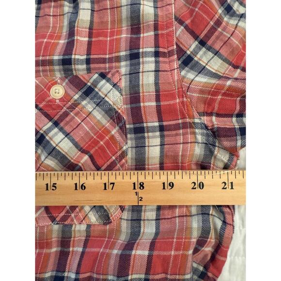 AE77 Shirt Mens Medium Red Blue Plaid Button Up Long Sleeve Casual Western - Picture 4 of 4
